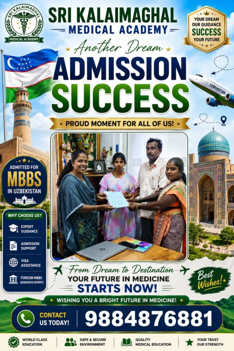 Successful MBBS abroad admission student with offer letter and passport
