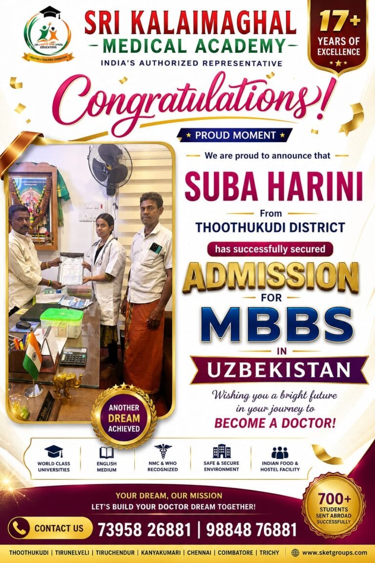 Indian student admitted to MBBS abroad program at an international medical university